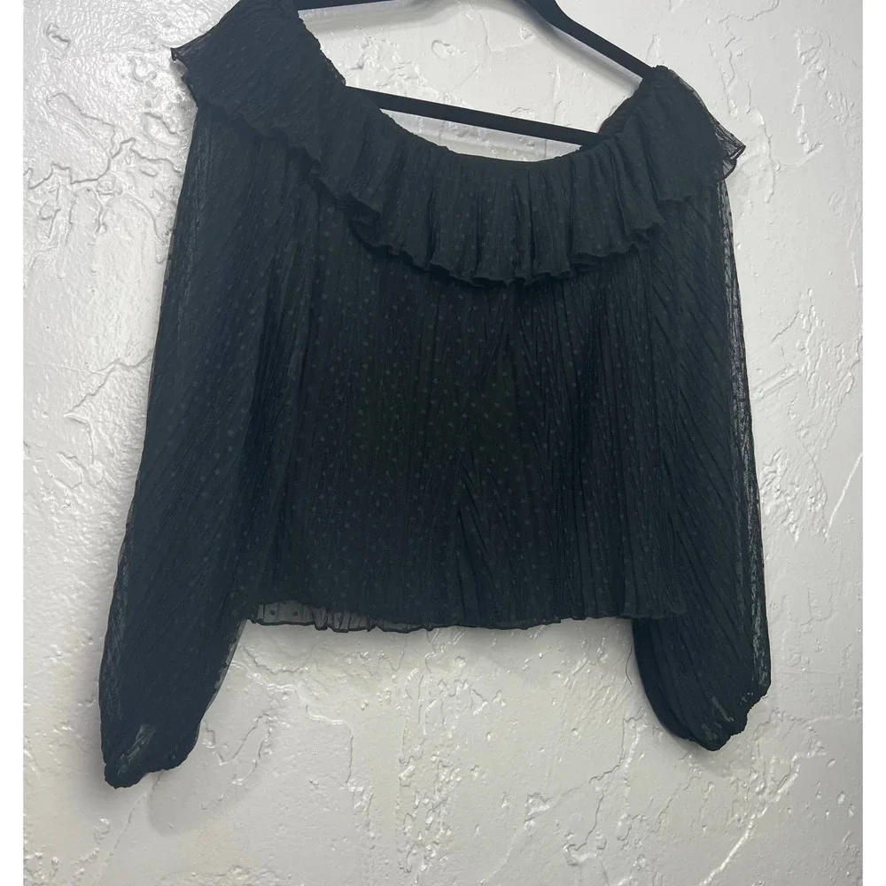 Tularosa Revolve Off The Shoulder Blouse Ruffle Black Top Size XXS - Picture 3 of 9